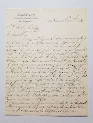 1890 Comstock Stockbroker Letter Bullion Exchange Bank Carson City Nevada