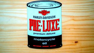 Vintage Harley - Davidson Pre - Luxe Porcelain Enamel Die Cut Oil Can Sign Gas Motor
