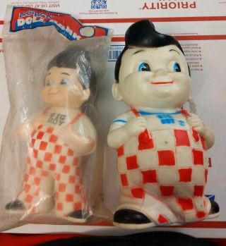 (2) Vintage Big Boy Doll Bank Bag Bobs Usa Elias Brothers Restaurant Ad