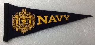 Vintage 1950 - 60’s Navy 8.  5” Felt Mini Pennant - Ivy League Schools