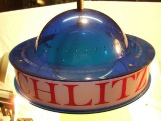 Vintage 1961 Schlitz Beer Lighted Rotating Orb Globe Hanging Sign Blue