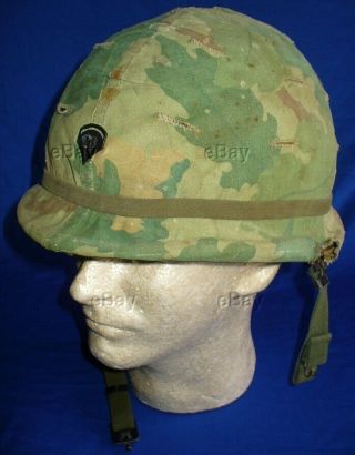 M1 Pot Helmet Rs/sb Named Liner Vietnam Era Post National Guard? Camo Cover Usgi