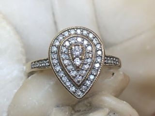 Vintage Estate 14k Gold Diamond Ring Engagement Wedding Signed Zmr Teardrop