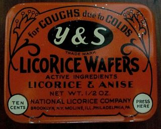 Vintage National Licorice Co.  Y&s Licorice Wafers Tin
