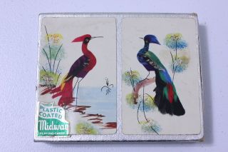 Vintage Peacock Playing Cards Two Decks Plastic Coated Birds