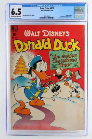 Four Color 203 - Cgc 6.  5 Fn,  Dell 1948 - Donald Duck,  Huey,  Dewey & Louie Apps