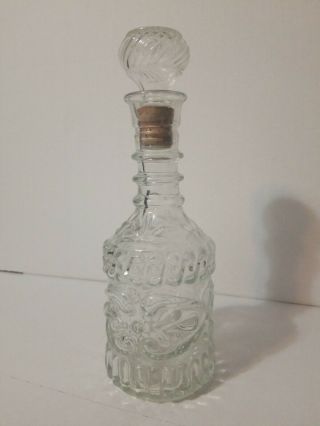 Vintage Jim Beam Liquor Whiskey Decanter Ornate Glass With Cork Stopper