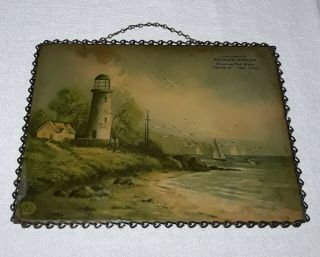 Vintage Flue Cover Advertising With Lighthouse Ney Ohio