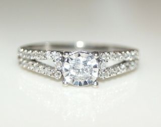 14k White Gold 0.  50ct Ladies Round Diamond Vintage Engagement Wedding Ring Sz5.  5