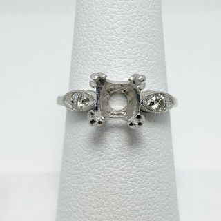 Vintage Diamond Platinum Engagement Ring Mount (5363)