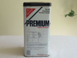 Vintage Nabisco Premium Saltine Crackers Tin Canister with Dark Blue Lid 1978 3