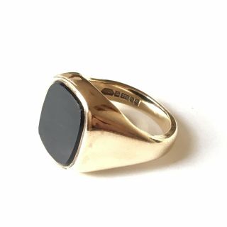 Vintage 9ct Gold Signet Ring With Black Onyx Size P 1/2 9.  9 Gram Pinky