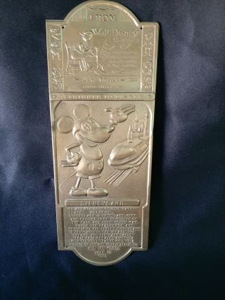 Vintage Disneyland Mickey Mouse Brass Plaque Door Push Plate Decorative Tribute