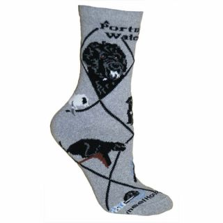 Portuguese Water Dog Breed Gray Lightweight Stretch Cotton Adult Socks