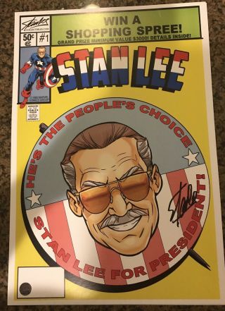 Stan Lee For President Litho Signed By Stan Lee With Limited Captain America