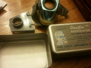 Vintage Msa Dustfoe Mining Respirator Kit 66 Mine Safety Appliances Co.  W/ Tin