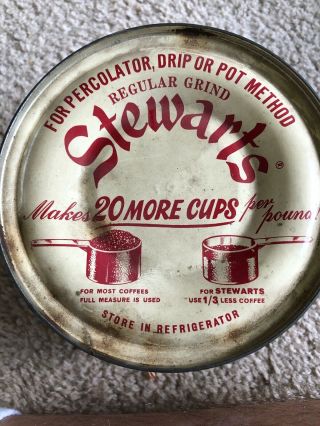 VINTAGE STEWART ' S PRIVATE BLEND COFFEE TIN RARE OLD CAN CHICAGO ILL 3