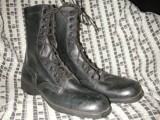Vtg 80s Mens 8.  5 Xn 1980 Black Military Army Lace Leather Boots