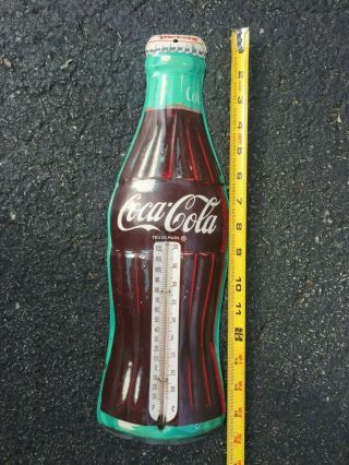 Old Vintage Coke Coca - Cola Metal Bottle Thermometer - - Great Shape