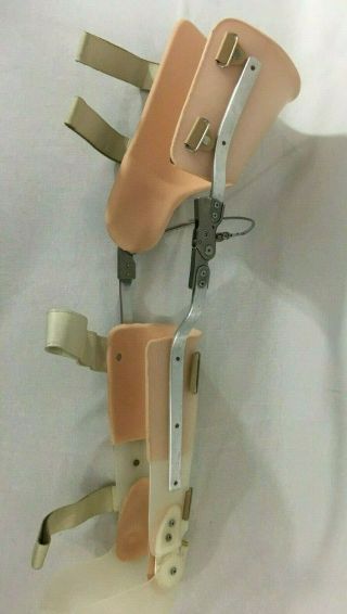 Vintage Polio Full Leg Brace Locking Knee Orthotic Aluminum Metal 36”