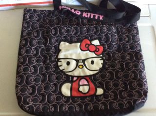 Sanrio Hello Kitty Nerd Large Pink/black Bows Print Purse Tote Bag 2012
