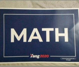 Andrew Yang Official Math Rally Placard 2020 Presidential Campaign Rare Sign Usa