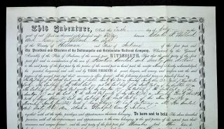 1850 HARTFORD CITY INDIANA Blackford County CHARLES WILLARD - I&B RR Land Deed 2