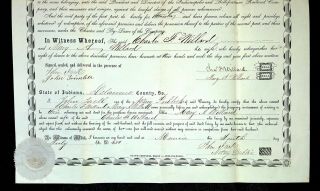 1850 HARTFORD CITY INDIANA Blackford County CHARLES WILLARD - I&B RR Land Deed 3
