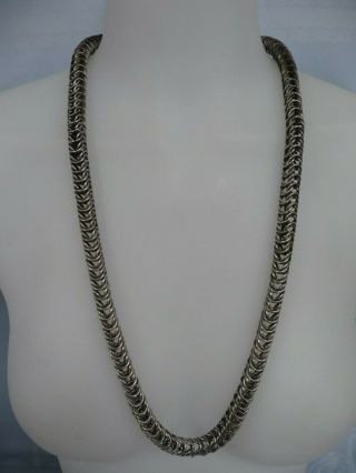 Heavy Vintage Mexican Sterling Necklace,  Snake Like Rings,  200 Grams