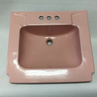 Bs - 560 Vintage 1951 Wild Rose Ceramic Bathroom Sink Square 17.  75 Wall Mount