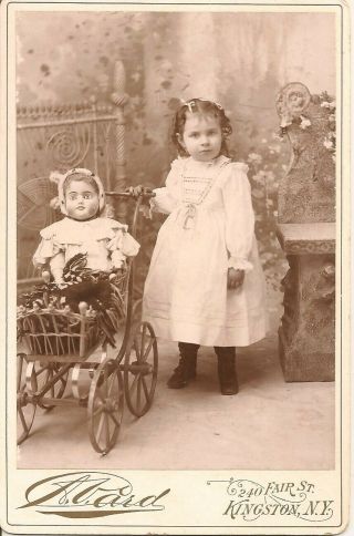 Cabinet Photo - Little Girl With Dolly In Carriage,  Kingston,  York