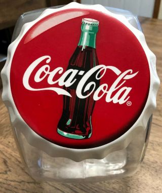 Anchor Hocking Coca - Cola Glass Candy Cookie Jar