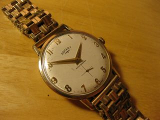 ROTARY 1950 ' S 9CT SOLID GOLD MECHANICAL VINTAGE MENS WATCH 3