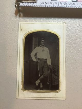 19th Century Baseball ? Theme Uniform Tin Type Photo Tintype Farmington Illinois