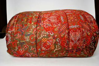 Vintage Ralph Lauren Queen Comforter,  3 Shams Galahad Red Olive Blue Paisley