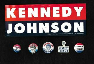 6 Jfk Kennedy Johnson Campaign Items 1960 Presidential Campaign