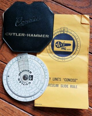 Concise Cutler - Hammer Circular Slide Rule With Case & Instructions