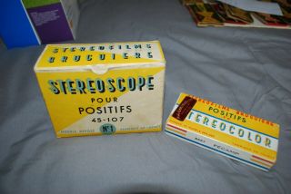 A Boxed French Bruguiere Stereoscope Viewer Complete With 1 Box Of Slides