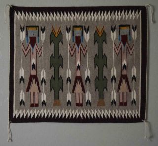 Vintage Native American Navajo Indian Hand Made Wool Yei Be Chai Rug 26 " X 31 "