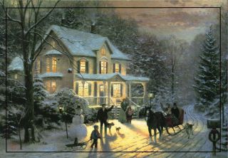 Home For The Holidays - Thomas Kinkade Christmas Card W/ Message - - Not Postcard