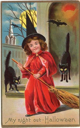 Halloween Postcard,  Published By Santway Series 140 - My Night Out - Hallowe 