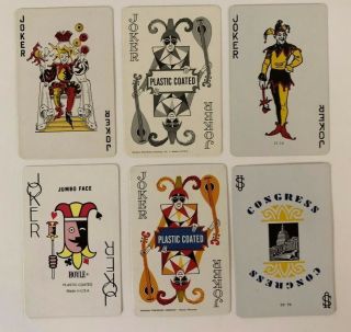 6 Vintage Playing Cards Horses & Riders/cats/dogs All Jokers