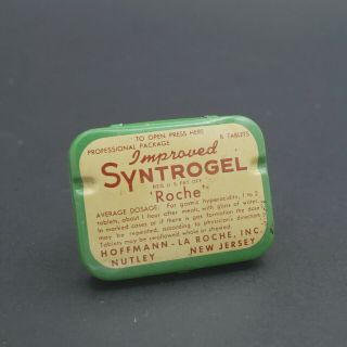 Vintage Small Syntrogel Roche Medicinal Tin Hoffmann - La Roche Inc.  Nutley,  Nj