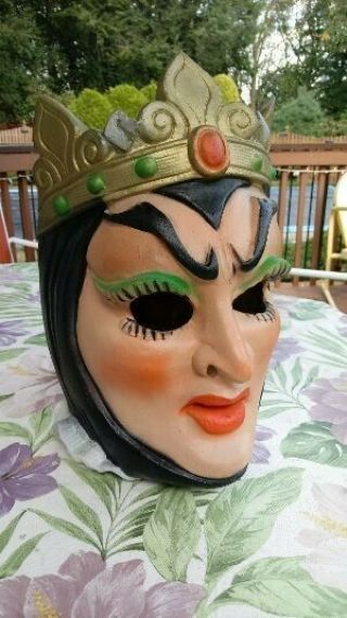 Vintage Wdw Disney Snow White Evil Queen Full Rubber Head Mask & Rare