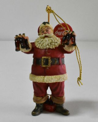 Danbury 1999 Coca Cola Santa Claus 4.  25 " Christmas Ornament Coke 6 Pack