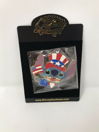 Disney Patriotic Stitch Le 100 Jumbo Pin Uncle Sam 4th Of July Usa Flag