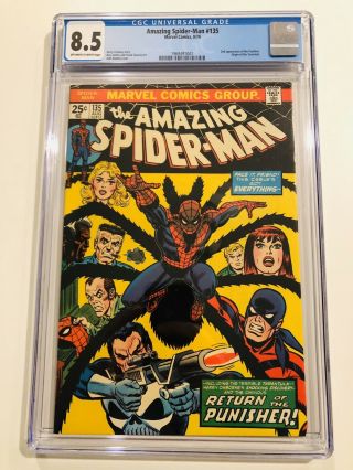Spider - Man 135 (1974) - 2nd Appearance Of Punisher - Cgc 8.  5