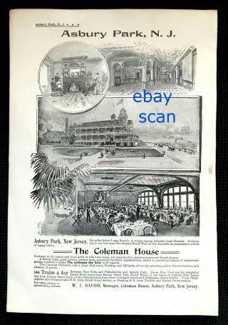 1894 Advertisement Ad - The Coleman House,  Asbury Park,  Nj Very Rare