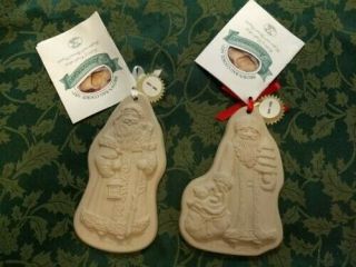 2 Brown Bag Cookie Art Mold Old World Santas Limited Edition,  840/5000 1998.