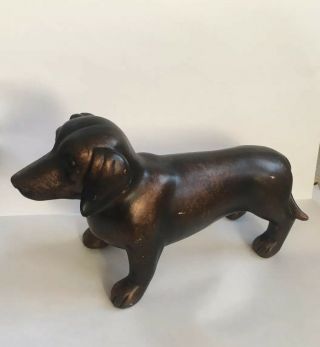 Vintage Folk Art Hand Carved Wood Dachshund Dog Sculpture Figure